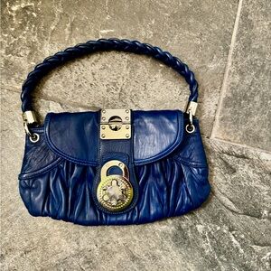 Steven Blue Leather Shoulder Bag